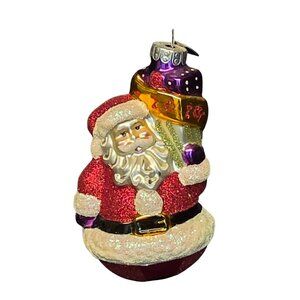 Christopher Radko Roly-Poly Santa Claus Hand Painted Glass Christmas Ornament